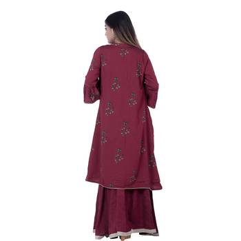 Maroon embroidered rayon ethnic-kurtis 5