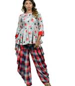 Grey embroidered rayon ethnic-kurtis