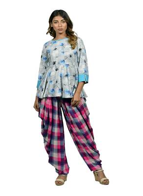 Turquoise embroidered rayon ethnic-kurtis 1
