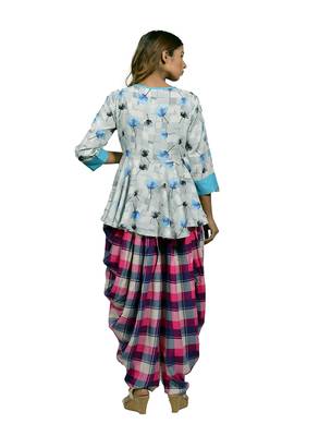 Turquoise embroidered rayon ethnic-kurtis 3