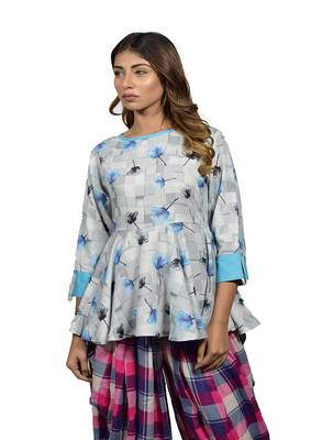 Turquoise embroidered rayon ethnic-kurtis 4