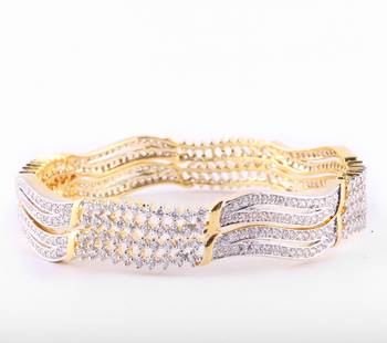 Exquisite Gold Platd Bangles With Colet And Bezel  Setting 1