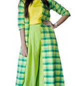 Green embroidered cotton  ethnic-kurtis