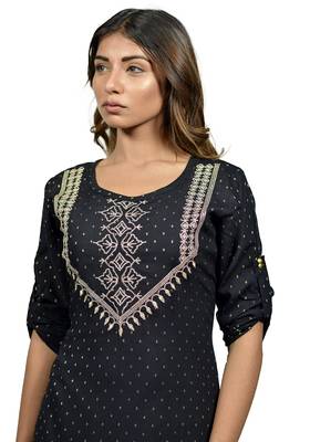 Black embroidered rayon ethnic-kurtis 1