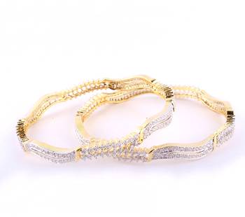 Exquisite Gold Platd Bangles With Colet And Bezel  Setting 2