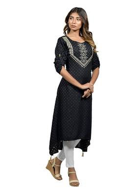 Black embroidered rayon ethnic-kurtis 2