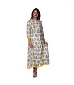 Grey embroidered cotton  ethnic-kurtis
