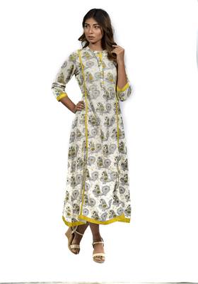 Grey embroidered cotton  ethnic-kurtis 2