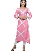 Pink embroidered cotton  ethnic-kurtis