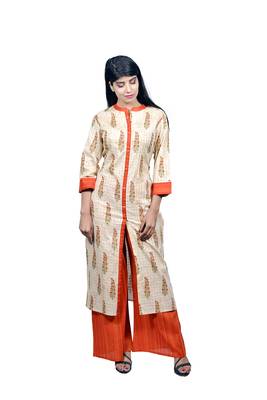 Off white embroidered cotton  ethnic-kurtis 1