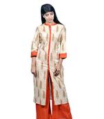 Off white embroidered cotton  ethnic-kurtis
