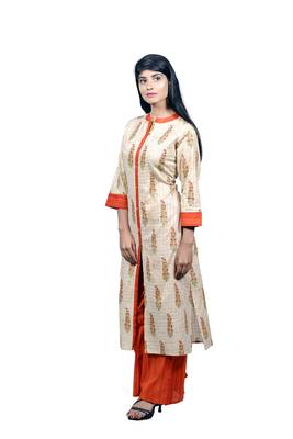 Off white embroidered cotton  ethnic-kurtis 2