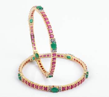 Beautiful Ruby Bangles With Emerald Stones 1
