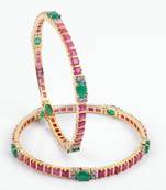 Beautiful Ruby Bangles With Emerald Stones