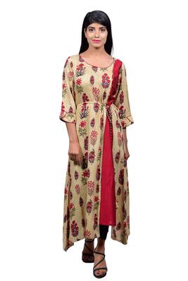 Red embroidered rayon ethnic-kurtis 1