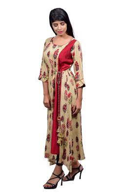Red embroidered rayon ethnic-kurtis 3