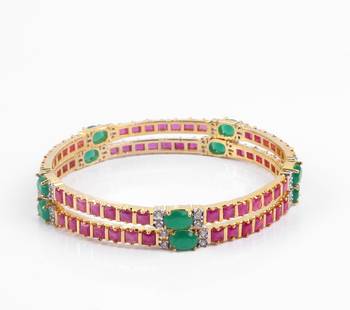 Beautiful Ruby Bangles With Emerald Stones 2