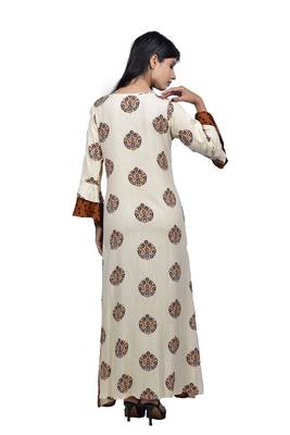 Brown embroidered rayon ethnic-kurtis 4