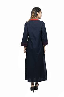 Blue embroidered cotton  ethnic-kurtis 4