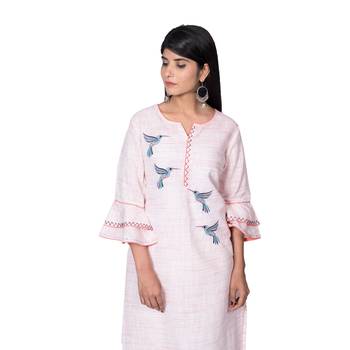 Pink embroidered cotton  ethnic-kurtis 1