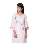Pink embroidered cotton  ethnic-kurtis