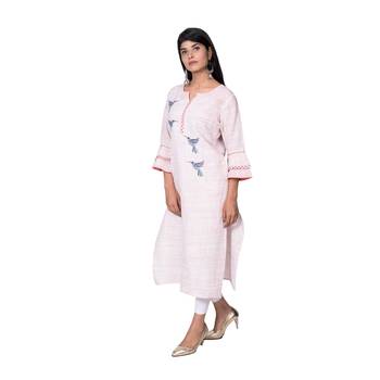 Pink embroidered cotton  ethnic-kurtis 3