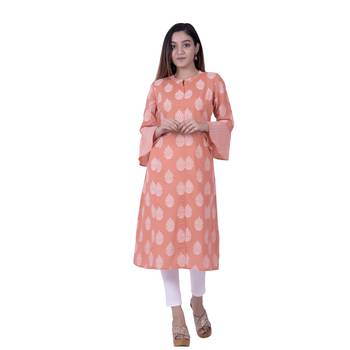 Orange embroidered cotton  ethnic-kurtis 1