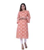Orange embroidered cotton  ethnic-kurtis