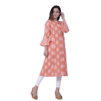 Orange embroidered cotton  ethnic-kurtis 2