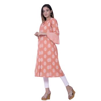 Orange embroidered cotton  ethnic-kurtis 3