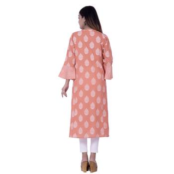 Orange embroidered cotton  ethnic-kurtis 4