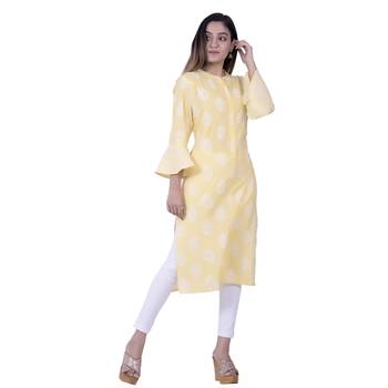 Yellow embroidered cotton  ethnic-kurtis 2