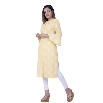 Yellow embroidered cotton  ethnic-kurtis 3