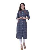 Blue embroidered cotton  ethnic-kurtis