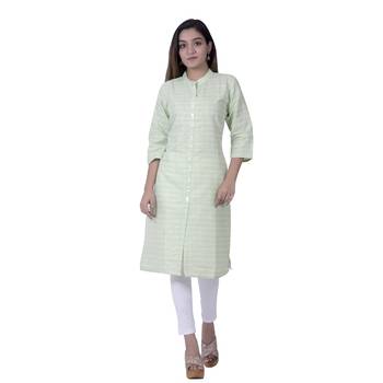 Green embroidered cotton  ethnic-kurtis 1