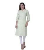 Green embroidered cotton  ethnic-kurtis