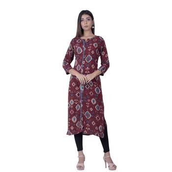 Maroon embroidered rayon ethnic-kurtis 1