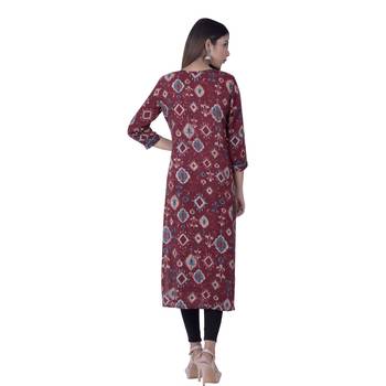 Maroon embroidered rayon ethnic-kurtis 2