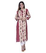 Red embroidered rayon ethnic-kurtis