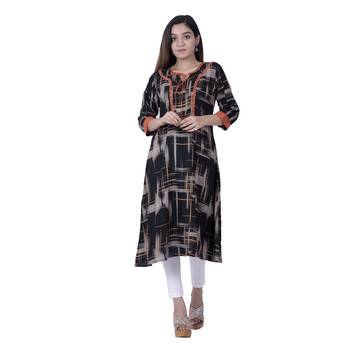 Black embroidered rayon ethnic-kurtis 1