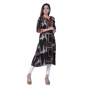 Black embroidered rayon ethnic-kurtis 3