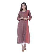 Maroon embroidered chanderi ethnic-kurtis