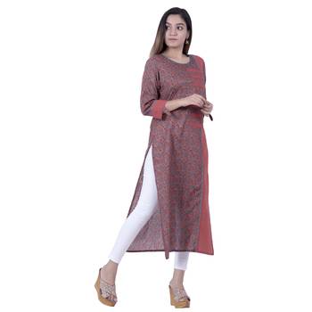Maroon embroidered chanderi ethnic-kurtis 3