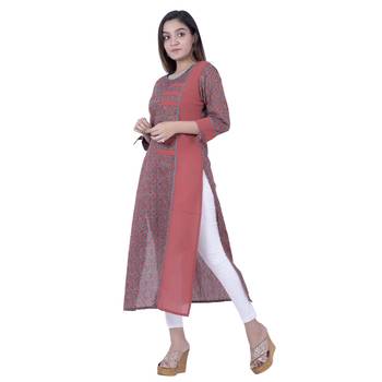 Maroon embroidered chanderi ethnic-kurtis 4
