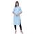 Turquoise embroidered cotton  ethnic-kurtis