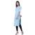 Turquoise embroidered cotton  ethnic-kurtis