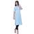 Turquoise embroidered cotton  ethnic-kurtis