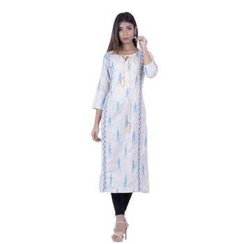 Turquoise embroidered cotton  ethnic-kurtis 1