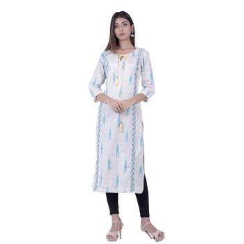 Turquoise embroidered cotton  ethnic-kurtis 2
