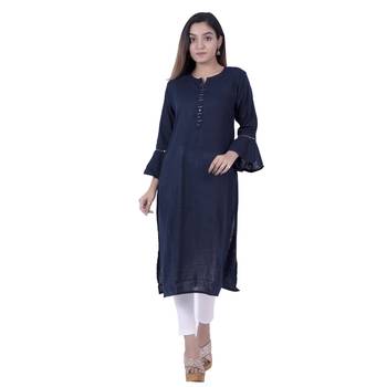 Blue embroidered cotton  ethnic-kurtis 2